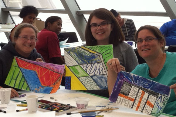 Classroom teachers expressing their creative side at the Eli and Edythe Broad Art Museum.