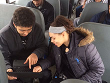 CTE students access online curriculum while traveling to the CTE Center.