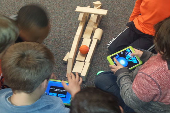 Coding Club Students using Spheros.