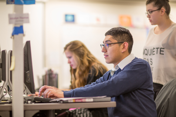 Ottawa Area Intermediate School District futurePREP�d students work on computers.