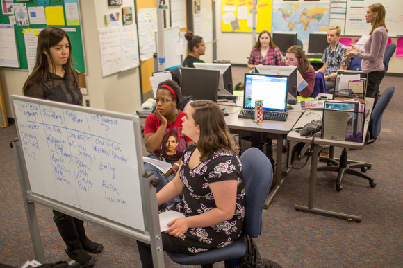 Ottawa Area Intermediate School District futurePREP'd students collaborate in a team discussion. 