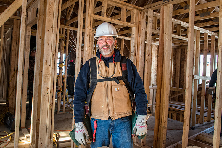 John Birko on site at one of AAPS' Homebuilding class houses.