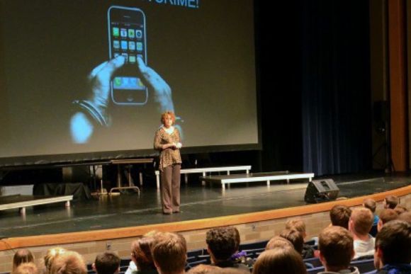 OK2SAY presenter gets real with students about the consequences of sexting.
