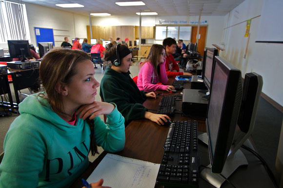 Students work in the computer lab at Superior Central.