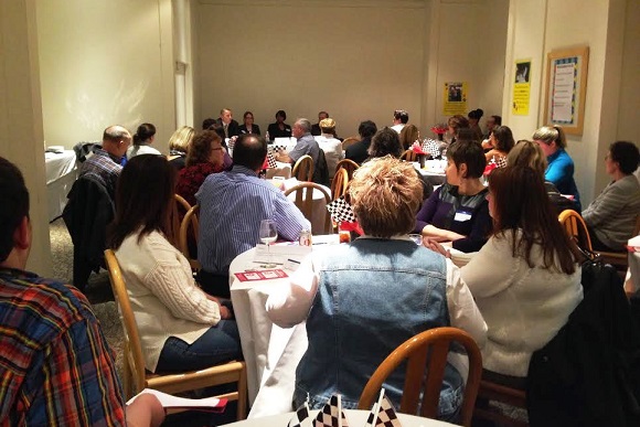 Participants in a START Community Conversation in Wayne County listen to panel members talk about the benefits of employing students with disabilities.