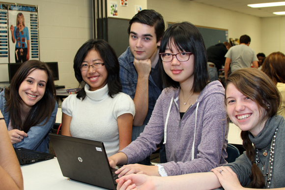 Oxford students gather with members of the Oxford International Residence Academy. 